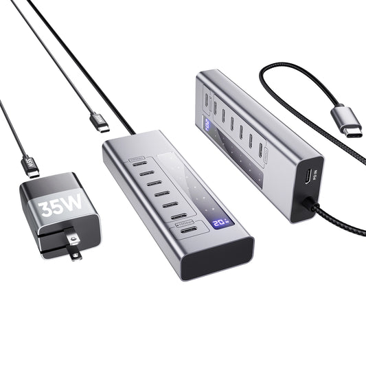 Broway 7-in-1 USB C to USB C Hub Support Data 10Gbps & Charging(Not Support Video) with 35W PD-in Power