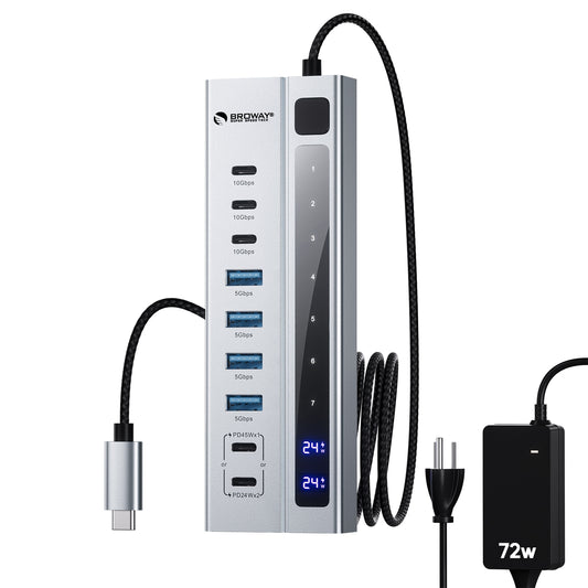 Broway 9-in-1 USB C Hub with GaN PD 72W adapter